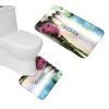 Amagical Zen Garden Theme 3 Piece Shower Curtain Set Bathroom Mat Set Orchid Flowers and Stones in Zen Garden Sunny Day Pattern Bath Mat + Contour Mat + Shower Curtain and 12 Hooks view 2