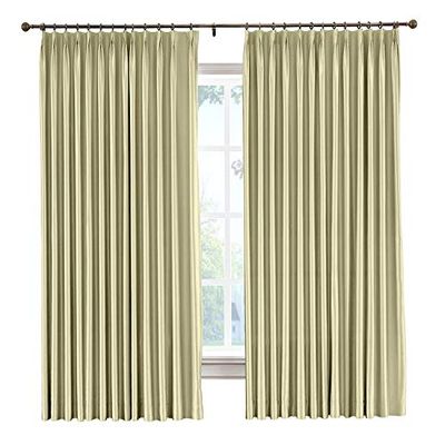 cololeaf Faux Silk Satin Blackout Curtains Luxury Dupioni Thermal Insulated Pinch Pleated Drapes for Living Room Bedroom Diningroom Khaki 84" W x 84" L Inch (1 Panel)
