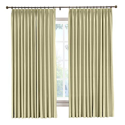 cololeaf Faux Silk Satin Blackout Curtains Luxury Dupioni Thermal Insulated Pinch Pleated Drapes for Living Room Bedroom Diningroom Khaki 84" W x 84" L Inch (1 Panel)