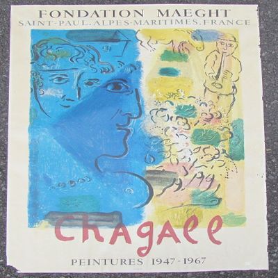 1967 MARC CHAGALL FOUNDATION MAEGHT FRENCH LITHOGRAPH POSTER