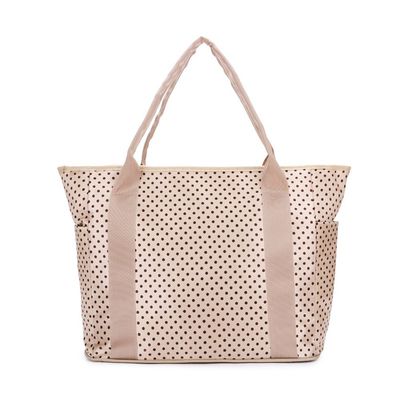 Large Diaper Tote Bag for Baby Care Stuff Stylish for Mom and Dad Convertible Travel Shoulder Bag for Boys and Girls (Apricot dots)