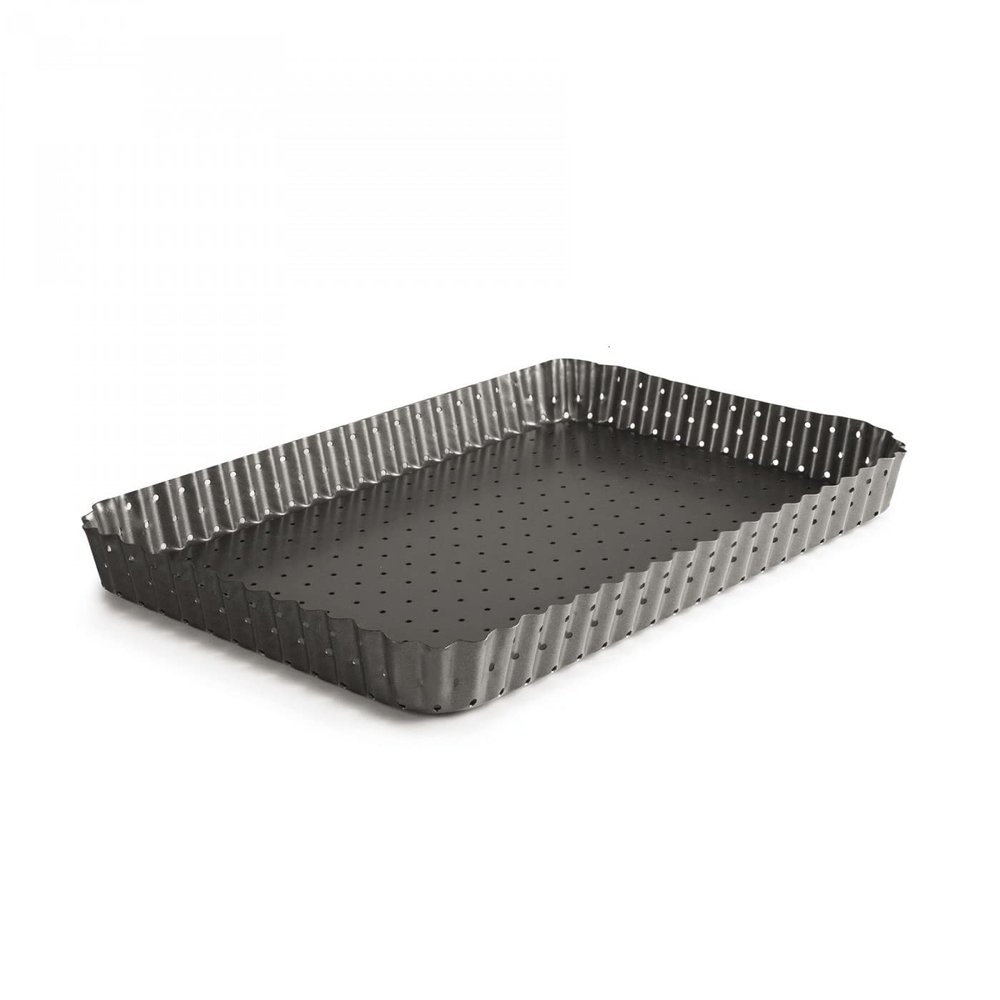 IBILI 835231 Perforated Oblong Pan 31X21, Rolled Steel Plate, Black
