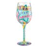 Enesco 6002442 Designs by Lolita Happy, Retirement Blown Wine Glass, 15 oz., Multicolor view 2