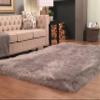 LAMBZY '' Lena Collection '' Faux Sheepskin Super Soft Hypoallergenic Square Area Rug Plush Fur Premium Shag (96", 240x240 cm, Grey) view 1