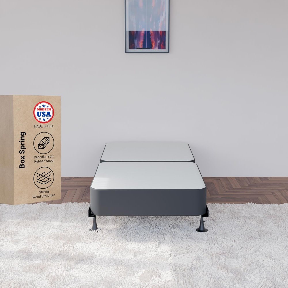 Greaton 8" Split Wood Traditional Box Spring/Foundation For Mattress, Twin XL, Black