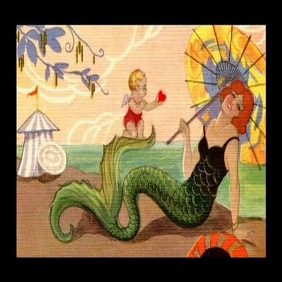 Carlo Chiostri (1863 - 1939) was a prolific Italian illustrator often illustrating fairy tales He did a series of postcards with mermaids giving them pretty little faces with bright red lips This is