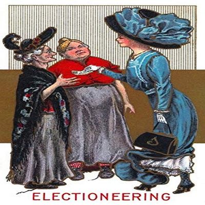An English anti-suffrage movement postcard showing a fancy lady buying votes from poor women Womens suffrage is the right of women to vote on the same terms as men This was the goal of the suffragist