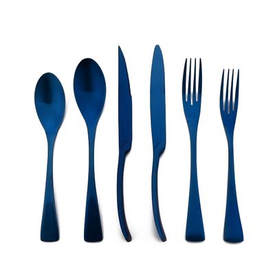 Uniturcky Luxury 18/10 Stainless Steel Matte Blue Flatware Set - Silverware Cutlery Utensil Set Steak Knife Spoon and Fork Knife Serving Set,Service for 1 (6-Piece)