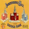 Advertising postcard for a toy saving bank in the shape of Philadelphias Independence Hall to save dimes This card was mailed to banks who would order the plastic toy and have their name impressed up view 1
