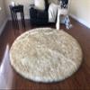LAMBZY Faux Sheepskin Super Soft Hypoallergenic Rug Plush Fur, Luxury Shaggy Silky Plush Carpet for Bedrooms Rugs Living Room Kids Rooms Sofa Floor Rugs Round(6', D180 cm, White/Brown Tips) view 1