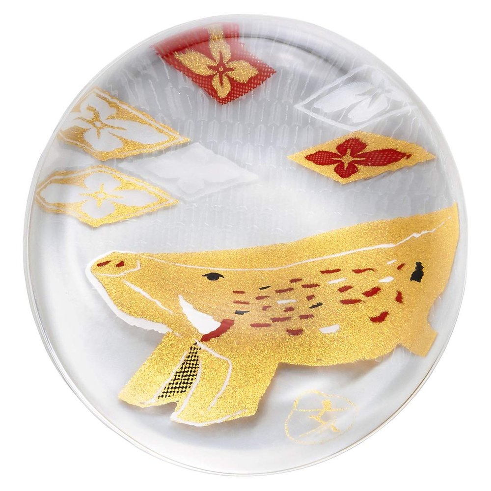 Aderia 6102 Chopstick Rest, Medeta Zodiac Boar, Approx. 2.2 x 1.7 x Height 0.5 inches (5.6 x 4.4 x 1.3 cm), Chopsticks Rest / Zodiac Sign, Made in Japan, Presentation Box, Birthday Gift