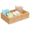 mDesign Bamboo Tea & Food Storage Organizer Container Box - Wooden Holder Case for Tea Bags, Coffee, Snacks, Sugar, Sweeteners, and Small Packets - Echo Collection - Natural Wood view 1