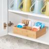 mDesign Bamboo Tea & Food Storage Organizer Container Box - Wooden Holder Case for Tea Bags, Coffee, Snacks, Sugar, Sweeteners, and Small Packets - Echo Collection - Natural Wood view 2