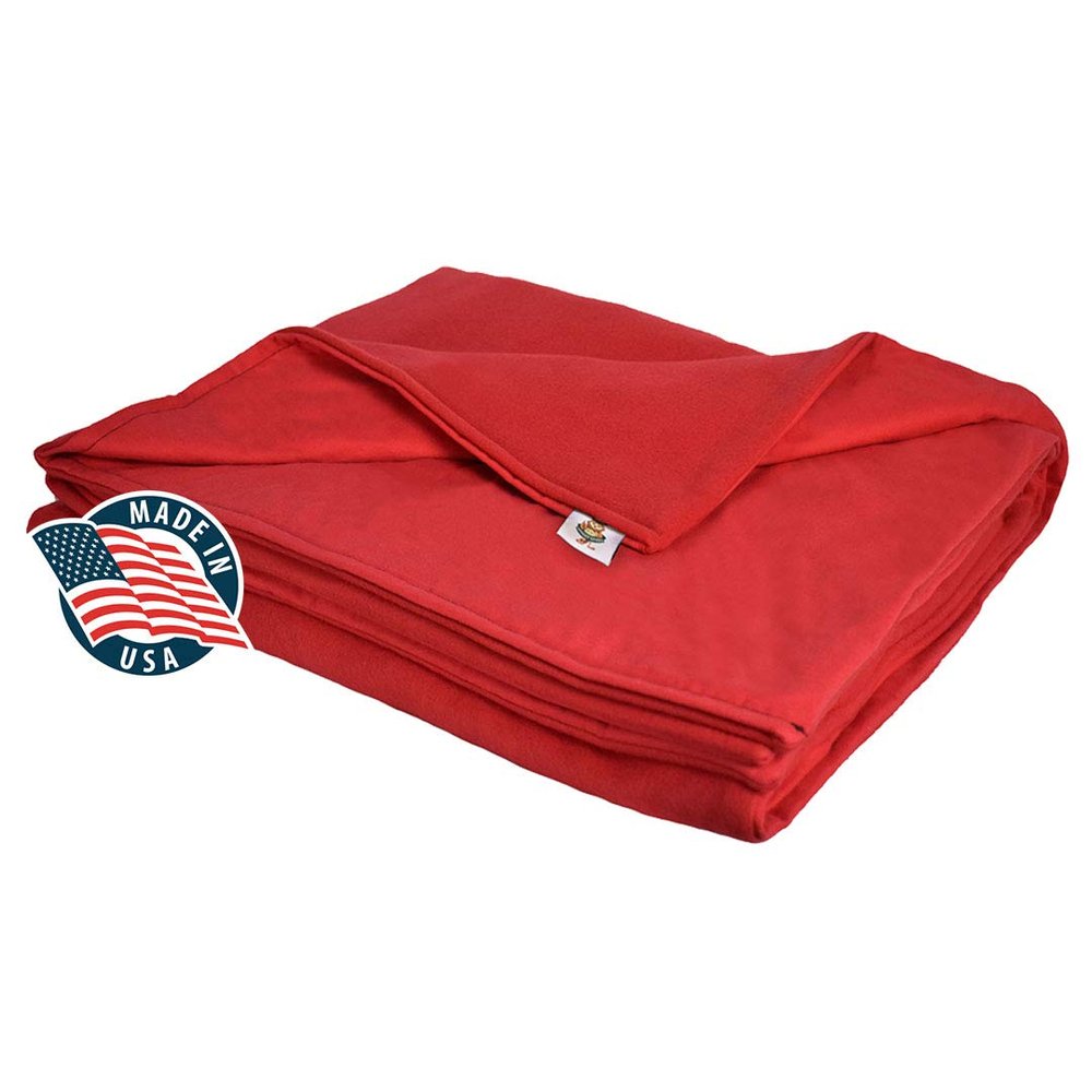 SENSORY GOODS Young Adult Medium Weighted Blanket Made in America- 13lb Heavy Pressure - Red - Fleece/Flannel (58'' x 41'') Our Weighted Blankets Provide Comfort and Relaxation.