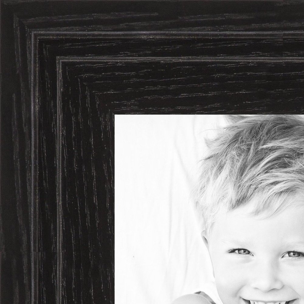 ArtToFrames 4x7 inch Black Stained Tri-ridged Canvas Floater Wood Picture Frame, 2WOM0066-82534-YBLK-4x7
