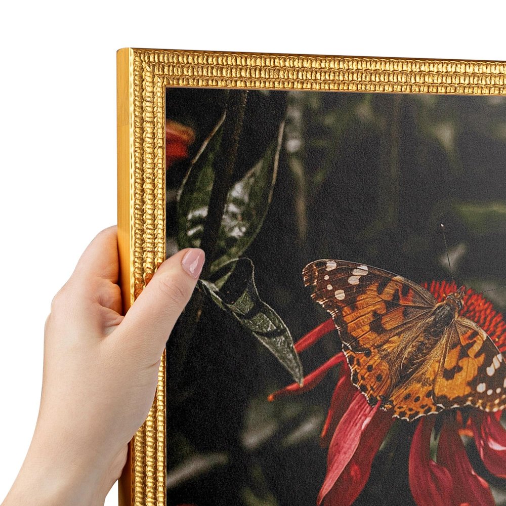 ArtToFrames 21x29 Inch Gold Picture Frame, This 0.75 Inch Custom Poster Frame is Bright Gold - Comes with Economy Acrylic and Corrugated Backing (2WOMD11109-21x29)