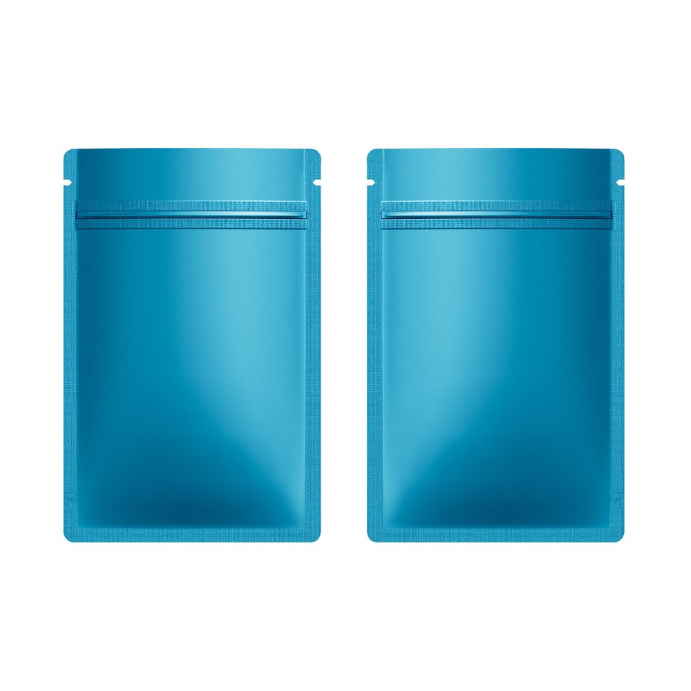 QQ Studio 100pcs Double-Sided Matte Foil Flat Packaging Zipper Seal Bags (3.3" x 5.1", Matte Blue)
