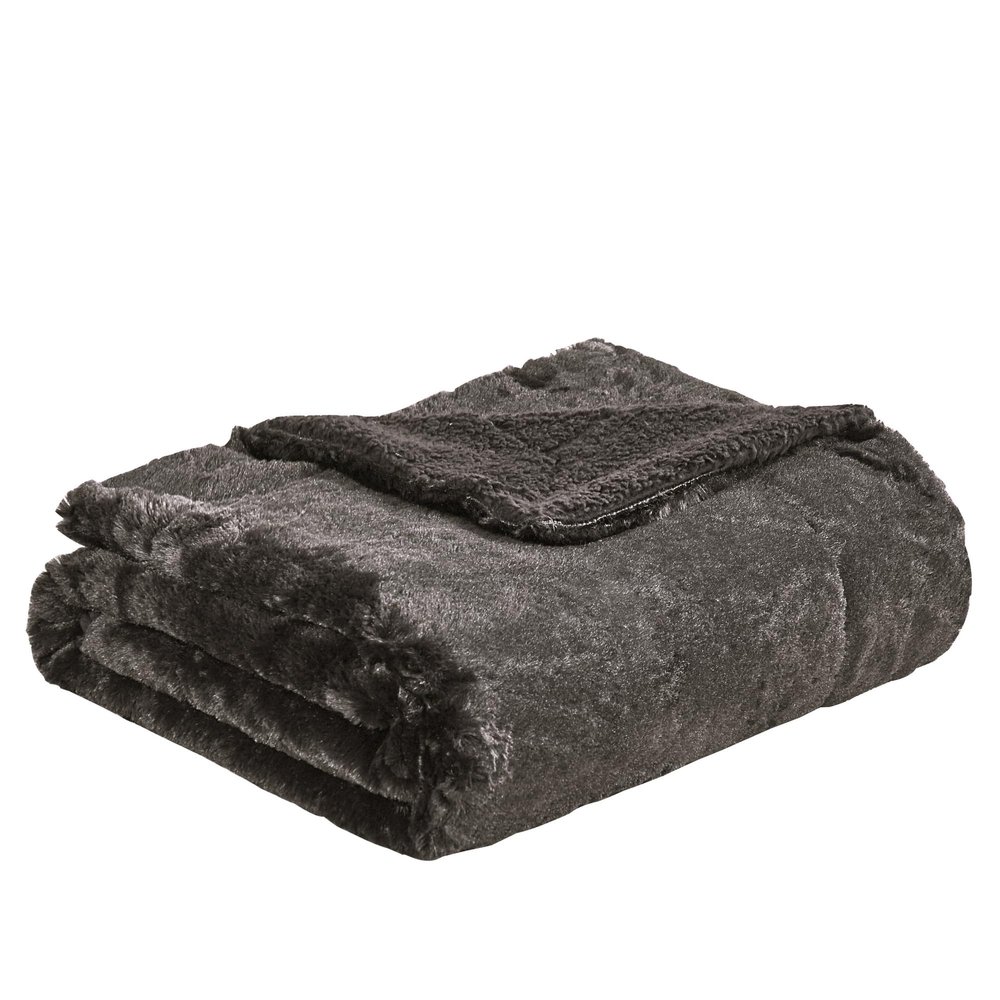 Home Soft Things Brown Plain Faux Fur Throw Blanket, Coffee Bean - 60'' x 80'' Shiny Silky Smooth Soft Heavy Bed Couch Cover Warm Comfortable Cozy Elegant Plush Throw for Living Room Bedroom