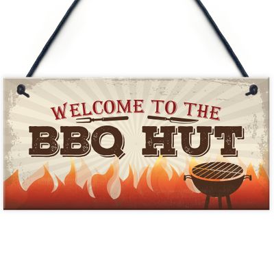 RED OCEAN BBQ Hut Hanging Garden Sign Summer House Bar Man Cave Shed Plaque Friendship Gift