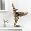 Accent Decor Eric and Eloise Collection 14-inch Brass Figurine with Bowl, Rabbit view 2