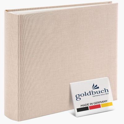 Goldbuch Summertime Trend 2 31605 Photo Album with 100 White Pages with Parchment Dividers, Photo Album with Linen Cover, up to 600 Pictures, Beige, 30 x 31 cm