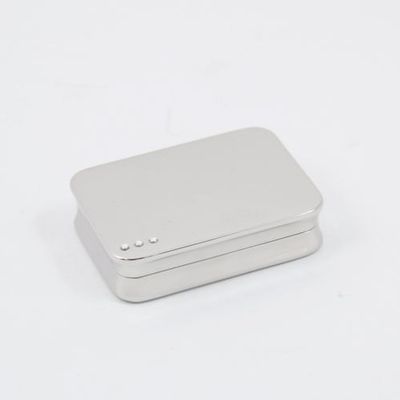 Bey-Berk BB116S Nickel Plated Rectangular Pill Box with Divider, Grey