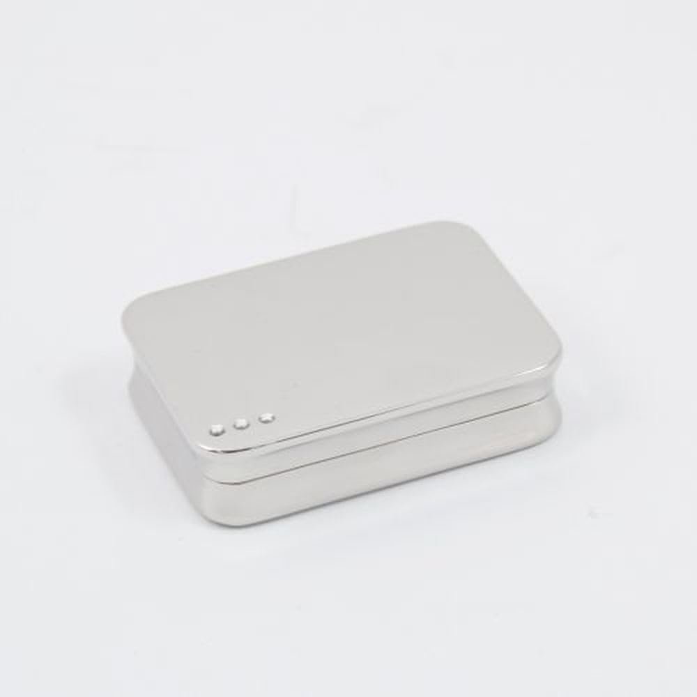 Bey-Berk BB116S Nickel Plated Rectangular Pill Box with Divider, Grey