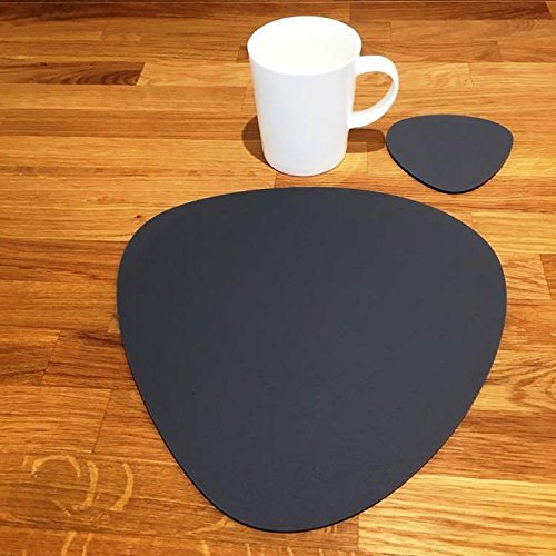 Super Cool Creations Pebble Placemat and Coaster Set, Graphite Grey - 4 Placemats and 4 Coaster - Large
