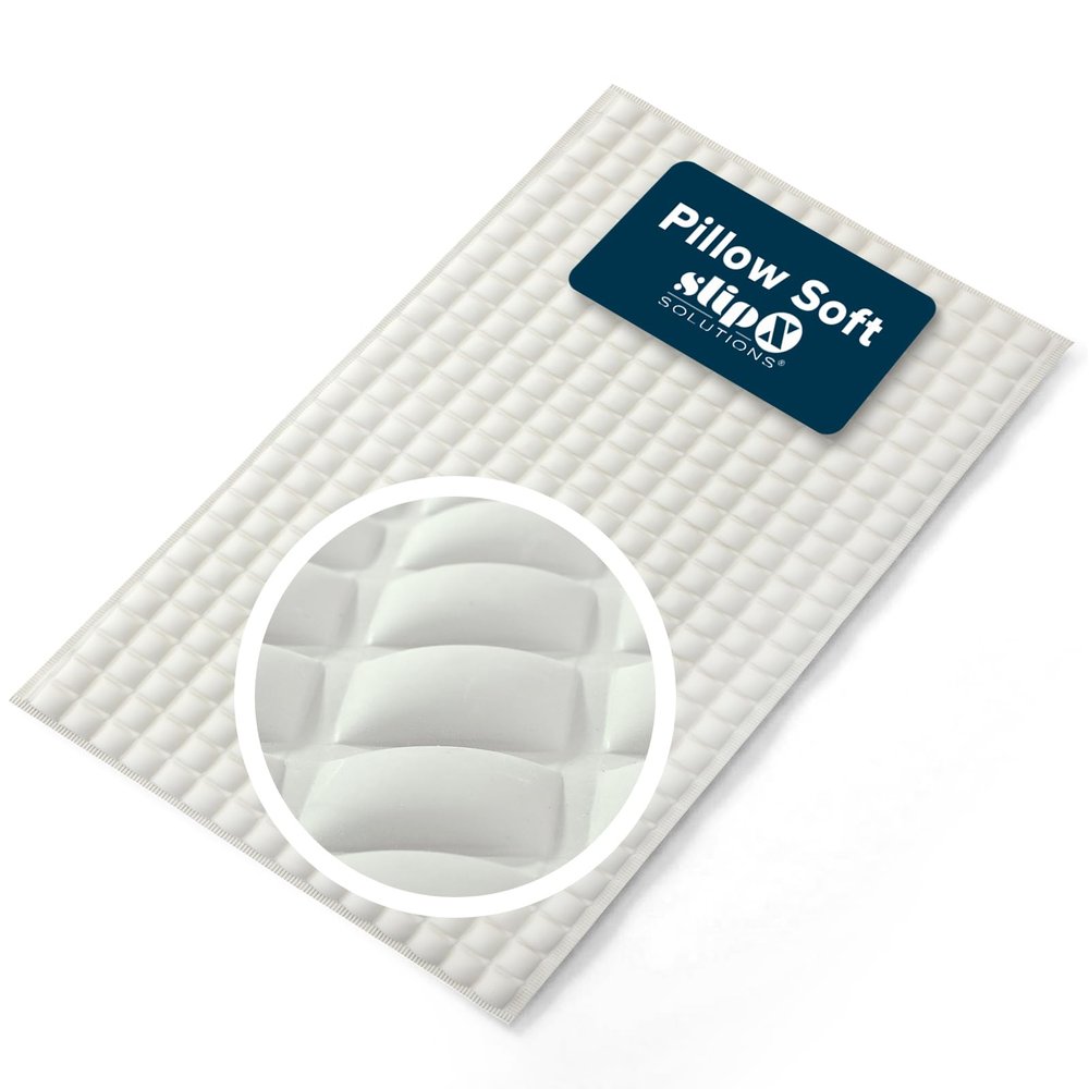 SlipX Solutions Pillow Top Cushioned Bath Mat, Non Slip Comfort Underfoot, 700 Air-Filled Pillows, Soft Shower Mat, Strong Suction Cups, Cream, 27" x 15.5"