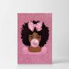 SmileArtDesign Cute African Kid Girl Pink Background Pink Bubble Gum Canvas Print Kids Room Wall Art African Art Nursery Decor Home Decor Ready to Hang -%100 Made in The USA - 36x24 view 2