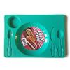 Multipack - Set of 2 Children's Compartment Food Trays with Flatware - Red/Teal view 1
