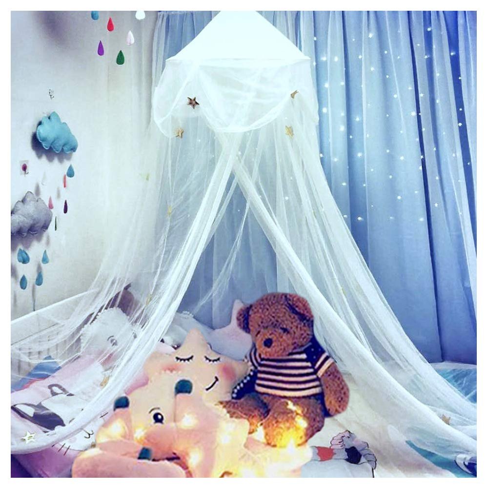 NYDECOR Mosquito Net Bed Canopy Netting Curtains Princess Stars Indoor Outdoor Dome Play Reading Nook Tent for Girls Boys Kids Single Twin Full Queen Size Bed, White