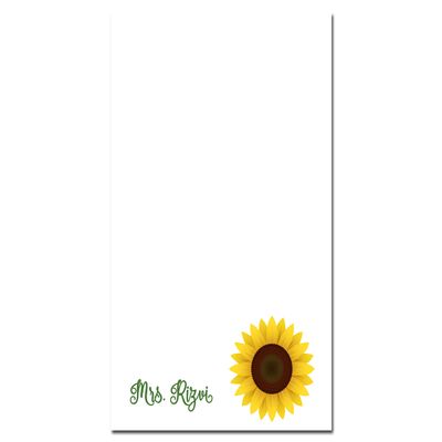 Personalized Yellow Sunflower Notepad 50 Note Sheets | Precious Papers