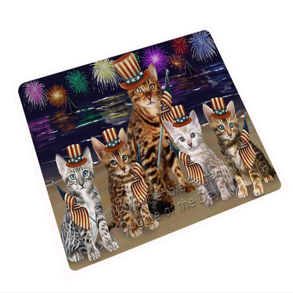 4th of July Independence Day Firework Bengal Cats Large Refrigerator/Dishwasher Magnet RMAG72570 (8.7" x 11.5")