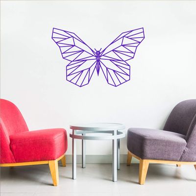 Vinyl Wall Art Decal - Geometric Butterfly Outline - 23" x 36" - Home Decor Sticker Decals - Living Room Bedroom Nursery Playroom (23" x 36", Purple)