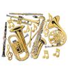 Beistle Club Pack Music Pattern Gold Foil Musical Instrument Cutouts, Box of 180 Cutouts view 1