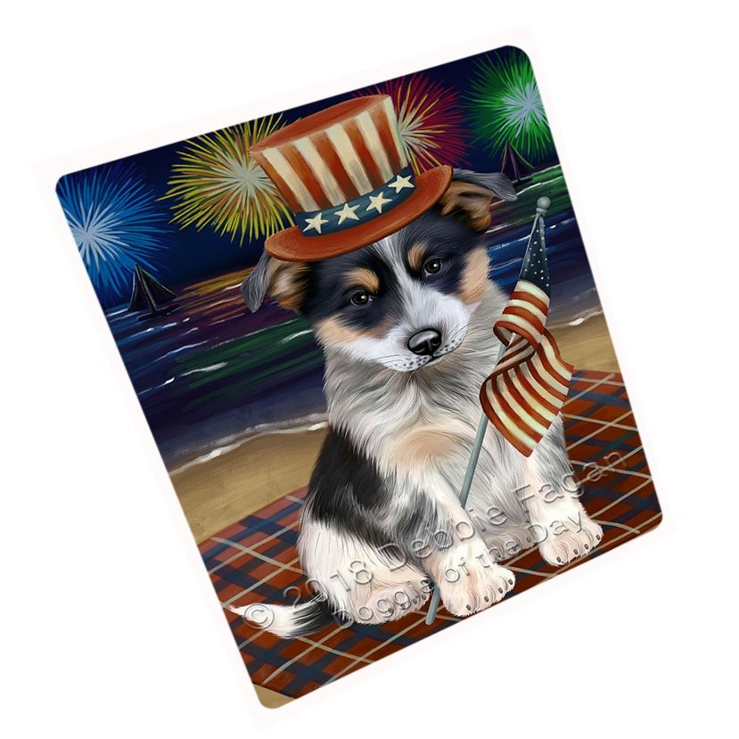 4th of July Independence Day Firework Blue Heeler Dog Large Refrigerator/Dishwasher Magnet RMAG72642 (8.7" x 11.5")