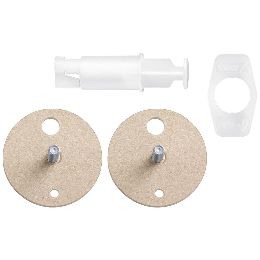 tesa Replacement Adapter Set BK43-2 - 2 x Self-Adhesive, Drill-Free Adapter with Power.Kit Technology for Bathroom Accessories - with Metal Plate and Tube Glue - 34 mm x 16 mm, Bolt Length: 12 mm