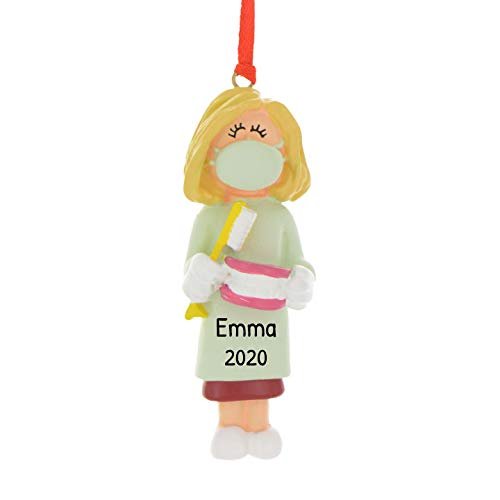 3D Dental Ornaments for Christmas Tree 2025 - Dentist Christmas Ornament - Braces Ornament 2025 Dental Hygienist Ornaments Lost Tooth Fairy Doctor Assistant Medical Orthodontist Green Lab Coat Blonde