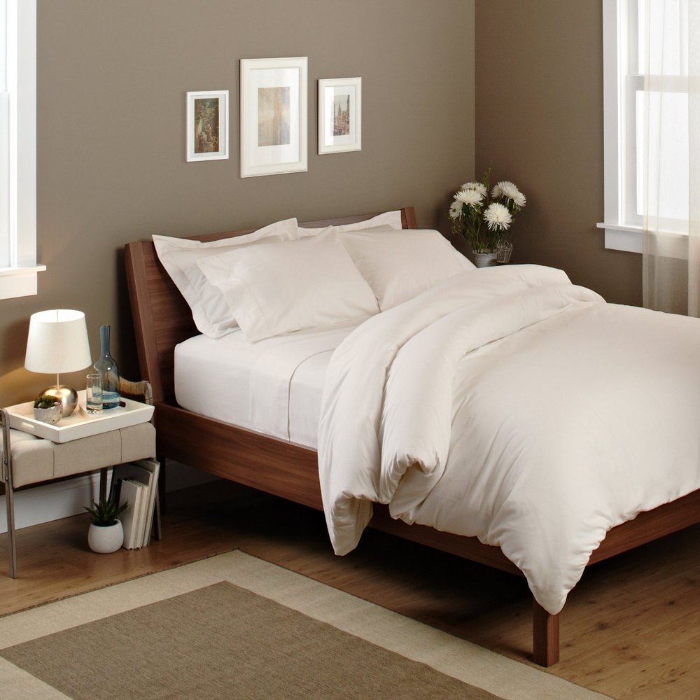 Selection Bedding Organic Sheets - 100% Organic Cotton 4Pc Bed Sheet Set Made in India 600TC Solid (King, Ivory)