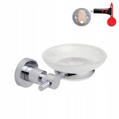 tesa Loxx No Drill, Wall Mounted Bathroom Soap Dish, Chrome-Plated Metal, Removable Adhesive Glue Technology