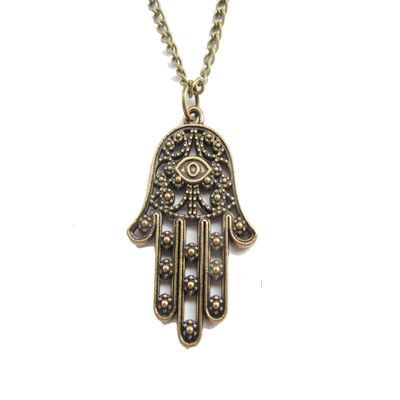 Hamsa Hand Necklace, Skeleton Hand, Hand of Fatima, I Love You Necklace, Sign Language (Hand #9)