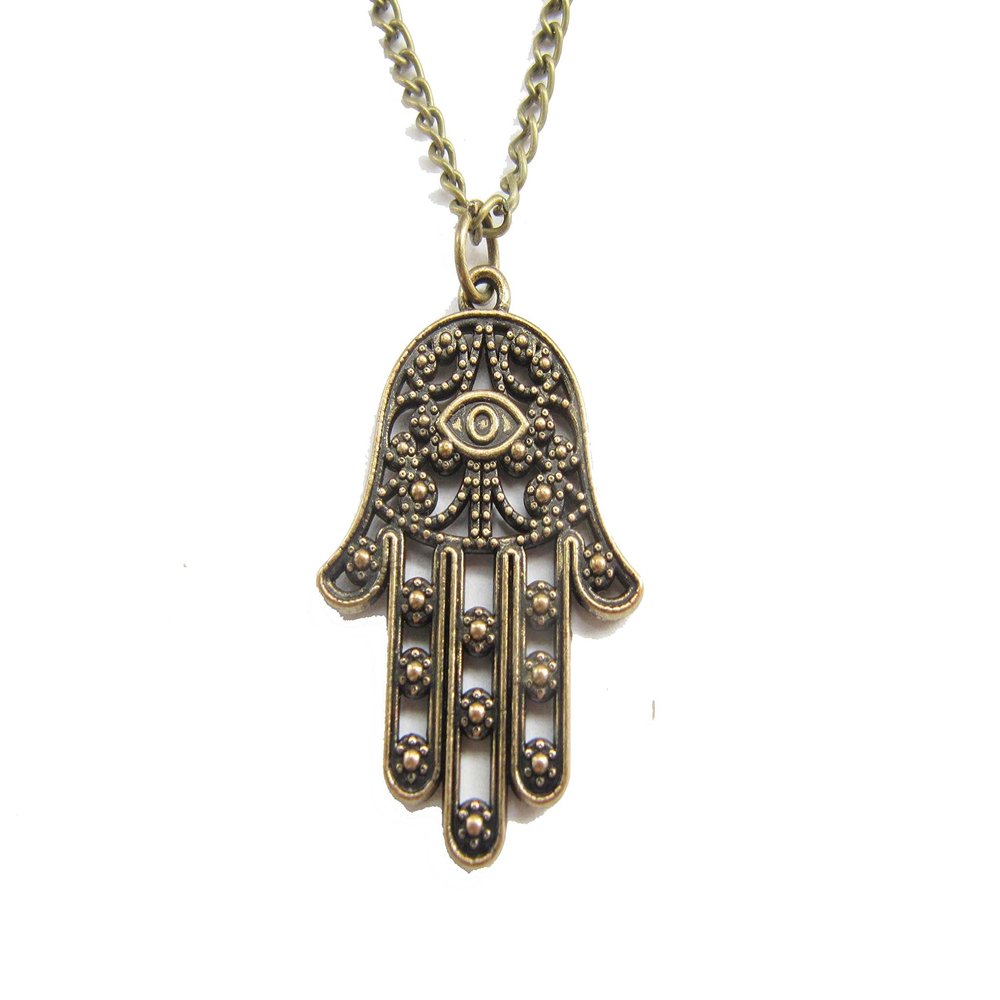 Hamsa Hand Necklace, Skeleton Hand, Hand of Fatima, I Love You Necklace, Sign Language (Hand #9)
