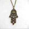 Hamsa Hand Necklace, Skeleton Hand, Hand of Fatima, I Love You Necklace, Sign Language (Hand #9) view 2