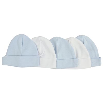 Blue & White Baby Caps (Pack of 5)