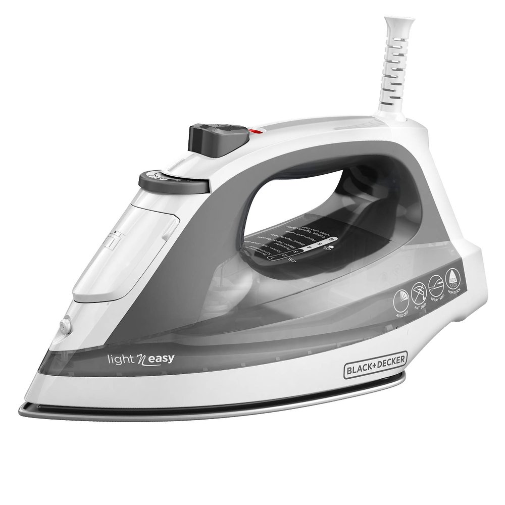 BLACK+DECKER Light N Easy Compact Steam Iron, IR1020S, Stainless Steel Soleplate, Spray Mist, Anti-Drip, Auto Shutoff