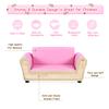 Costzon Kids Couch with Footstool, 2 in 1 Double Seat Children's Sofa w/PU Leather Surface, Armrest Chair Lounge, Soft Kids Sofa for Preschool Bedroom Kids Room Toddlers Boys Girls Birthday (Pink) view 4