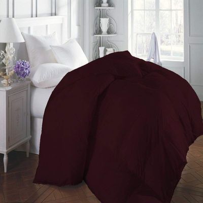 RBS Bedding's 650 Thread Count 1pc Comforter (100 GSM Microfiber Fill Box Stitched) King/ Standard Size(90 x 100 inches), Wine Solid 100% Egyptian Cotton