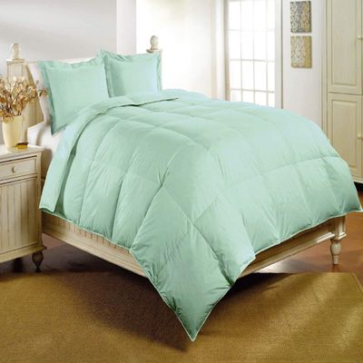 RBS Bedding's 650 Thread Count 1pc Comforter (100 GSM Microfiber Fill Box Stitched) Twin Extra Long Bed Size(64 x 86 inches), Aqua Solid 100% Egyptian Cotton