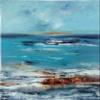 Coastal Connection | Woven Tapestry Wall Art Hanging | Vibrant Contemporary Ocean Composition | 100% Cotton USA Size 35x46 view 1